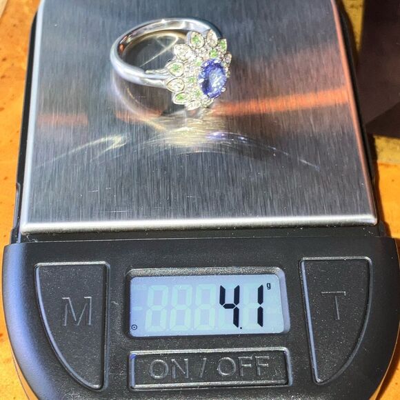 Natural Tanzanite Tsavorite Garnet Sterling Silver Ring Size 7 - Picture 9 of 9